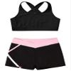 Hansber Kids Girls 2 Piece Dance Outfits Crop Top with Shorts Active Set for Gymnastics Dancing Swimming Black 6 view 3