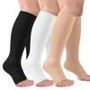 3 Pack Plus Size Open Toe Compression Socks for Women & Men Wide Calf, Toeless Knee High Stockings for Circulation Support, Black White Nude 4X-Large view 1
