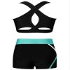 Hansber Kids Girls 2 Piece Dance Outfits Crop Top with Shorts Active Set for Gymnastics Dancing Swimming Cyan 4 view 2
