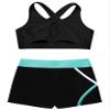 Hansber Kids Girls 2 Piece Dance Outfits Crop Top with Shorts Active Set for Gymnastics Dancing Swimming Cyan 4 view 4
