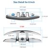 DEDU Folding Boat Cleats 6 Inch 2 Pack, Boat Cleats Dock Cleats 316 Stainless Steel 3 Holes, Boat Folding Cleats Boat Flip Up Cleat with Fasteners and Back Plates for Dock, Boat view 2