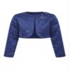 YiZYiF Kids Girls Long Sleeves Satin Bolero Shrug Flower Girl Dress Coat Jacket Party Cover up Navy Blue 4 Years view 1
