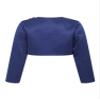 YiZYiF Kids Girls Long Sleeves Satin Bolero Shrug Flower Girl Dress Coat Jacket Party Cover up Navy Blue 4 Years view 2