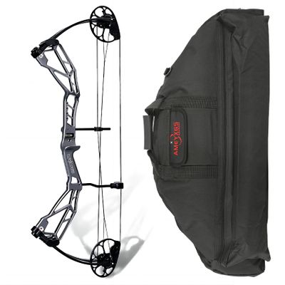 Compound Bow - Hunting & Target Archery Bows, up to IBO 320FPS Speed, Limb Made in USA, Draw Weight 30-70 lbs Adjustable, Draw Length 21-30", Package with Compound Bows Bag (Grey)