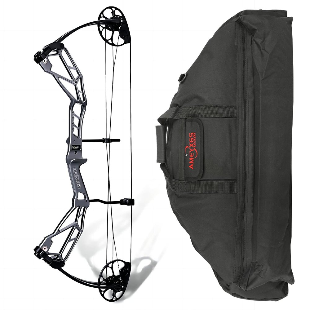 Compound Bow - Hunting & Target Archery Bows, up to IBO 320FPS Speed, Limb Made in USA, Draw Weight 30-70 lbs Adjustable, Draw Length 21-30", Package with Compound Bows Bag (Grey)