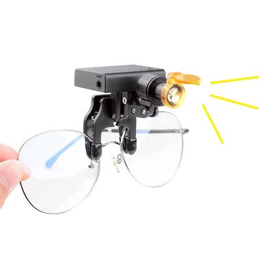 BONEW-Oral Cordless 5W Headlamp Head Light Clip-on Type with Optical Filter for Binocular Loupes Magnifer and Eyeglasses Adjustable Brightness Adjustable Angle DY-013