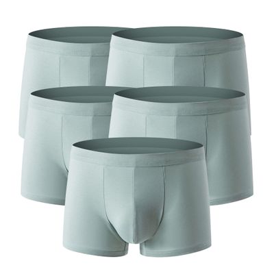 JEsilunmaMY Mens Solid Color Cotton Boxer Trunks Plus Size Mid Waist Underwear with Pouch Moisture-Wicking Boxer Briefs (Green-5PC,6X-Large)