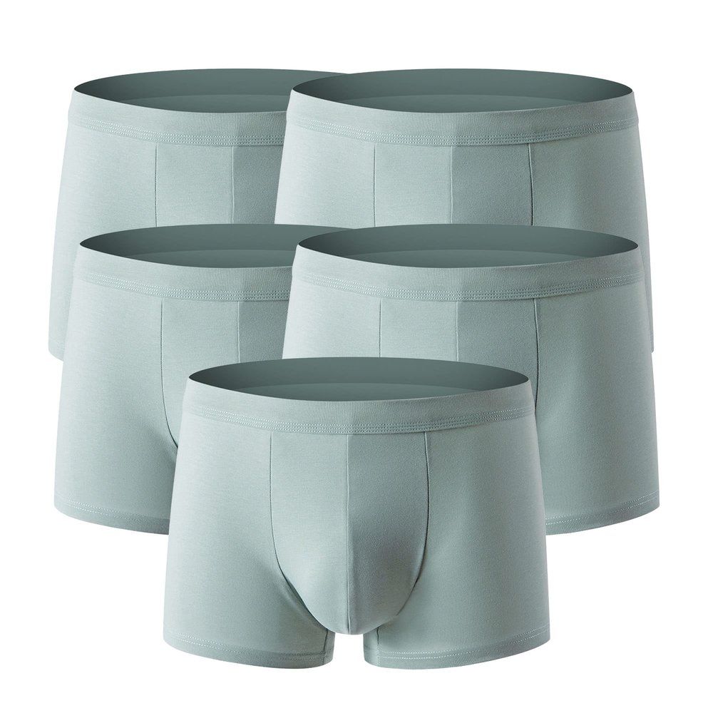 JEsilunmaMY Mens Solid Color Cotton Boxer Trunks Plus Size Mid Waist Underwear with Pouch Moisture-Wicking Boxer Briefs (Green-5PC,6X-Large)