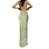Women's Summer Spaghetti Strap Floral Maxi Dress Y2K Sexy Backless Split Long Dresses Low Cut Bodycon Midi Dress (D-Light Yellow, S) view 3