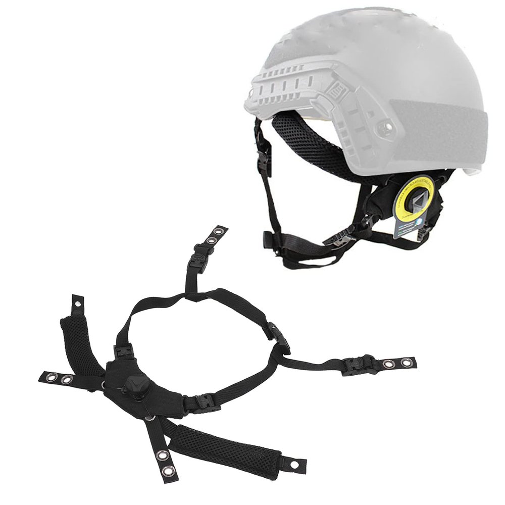 Helmet Chin Strap, Adjustable Tactical Helmet Dial Suspension System Chin Strap for, MICH, Wendy, Universal Comfort Helmet Accessory Replacement with Bolts and Screws (Black)