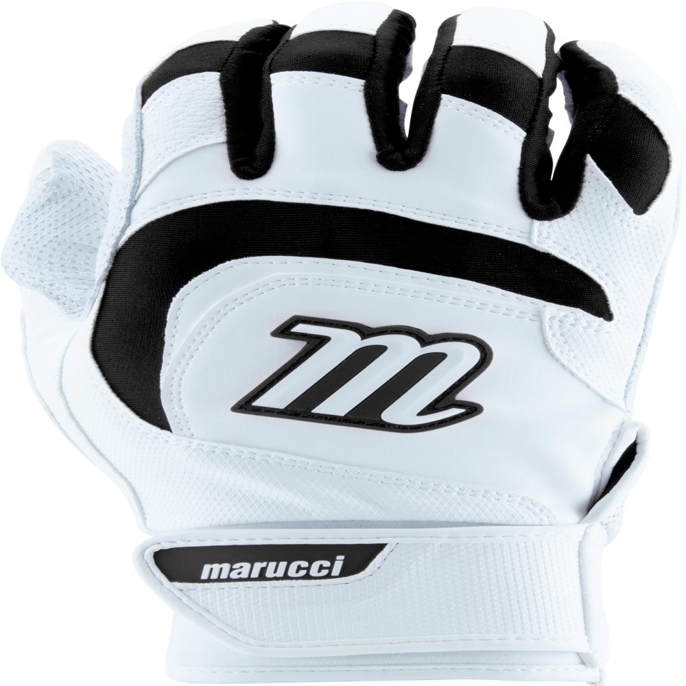 MARUCCI Signature Youth Batting Glove V4, White/Black, Youth Large