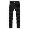Men's Ripped Jeans Casual Stretch Button Zipper Pants with Pockets Relaxed Fit Denim Pants Boys Trendy Streetwear Jeans view 1