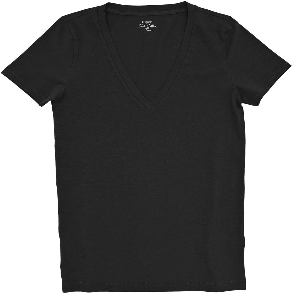 J.Crew Mercantile Women's Short Sleeve Vintage-Cotton V-Neck Tee (XL, Black)