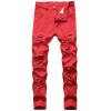 Men's Ripped Jeans Casual Stretch Button Zipper Pants with Pockets Relaxed Fit Denim Pants Boys Trendy Streetwear Jeans view 1