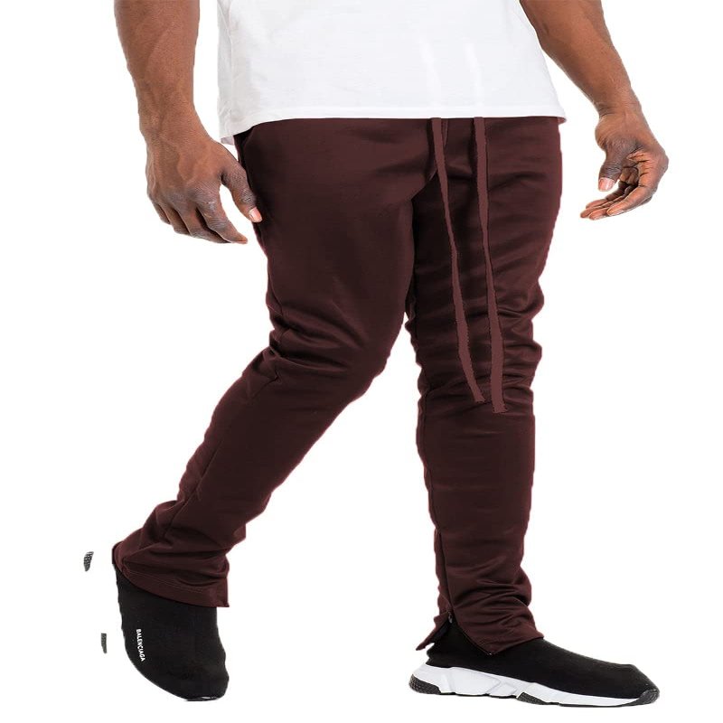 WEIV GEAR Mens Track Pants Casual Drawstring Elastic Waist Ankle Zipper Skinny Fit Sweatpants Joggers Workout Active Brown