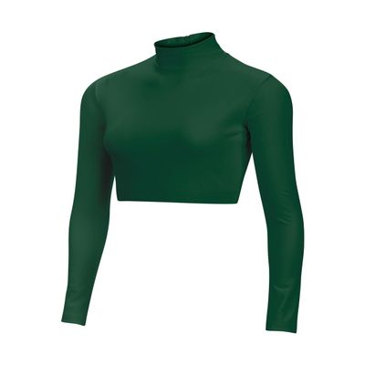 chass Girls Long Sleeve Cropped Bodysuit, Mock Neck Cheerleading Shirt Adult Sizes (Forest Green, XL)