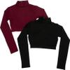 chass Girls Long Sleeve Cropped Bodysuit, Mock Neck Cheerleading Shirt Adult Sizes (Forest Green, XL) view 2