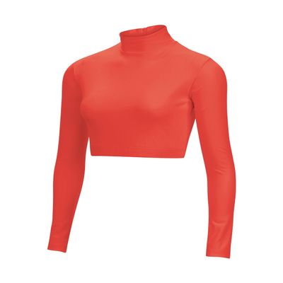 chass Girls Long Sleeve Cropped Bodysuit, Mock Neck Cheerleading Shirt Youth Sizes (Orange, YS)