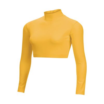 chass Girls Long Sleeve Cropped Bodysuit, Mock Neck Cheerleading Shirt Adult Sizes (Gold, 2XL)