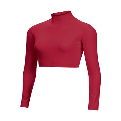 chass Girls Long Sleeve Cropped Bodysuit, Mock Neck Cheerleading Shirt Youth Sizes (Red, YM)