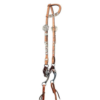 Billy Royal Arrowhead One Ear Show Headstall | Semi Custom Fit | Beautiful Buckle Set | Chicago Screw Bit End | Perfect for Horse Show Ring | Size Full Horse | Color Light Oil
