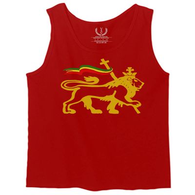 0555. Retro Vintage bob Lion Zion Rastafari Reggae Rasta Men's Tank Top (Red, X-Large)