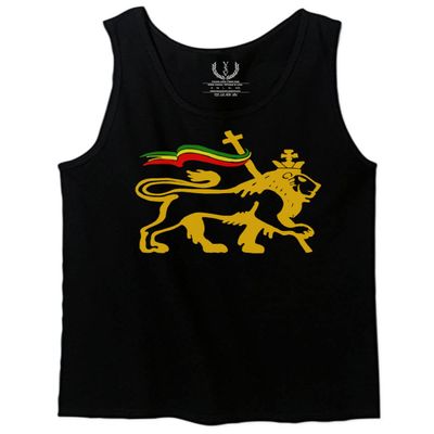 0555. Retro Vintage bob Lion Zion Rastafari Reggae Rasta Men's Tank Top (Black, X-Large)