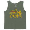 0555. Retro Vintage bob Lion Zion Rastafari Reggae Rasta Men's Fitted Tank Top (Olive, Small)