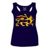 0555. Retro Vintage bob Lion Zion Rastafari Reggae Rasta Women's Tank Top Racerback (Navy Blue, Large) view 1