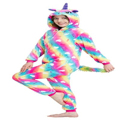 NewPlush Unisex Unicorn Costumes Pyjamas, Adult Women Men Animal Cosplay Onesie Rainbow Love Small