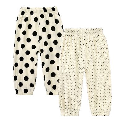 MYGBCPJS Baby Boy Girl 2 Pack Cotton Linen Pants Toddler Floral Graphic Printed Long Bloomers Ankle Length Jogger Trousers