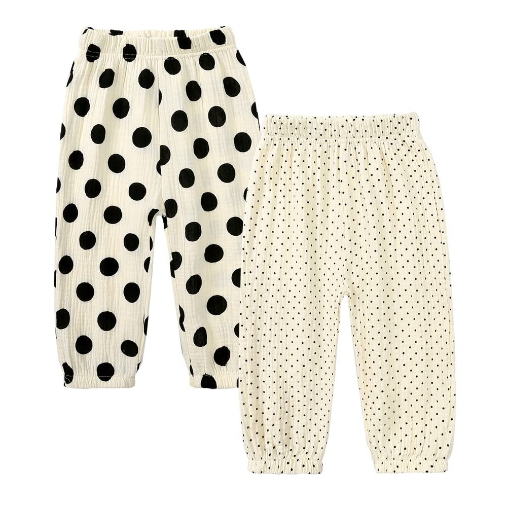 MYGBCPJS Baby Boy Girl 2 Pack Cotton Linen Pants Toddler Floral Graphic Printed Long Bloomers Ankle Length Jogger Trousers