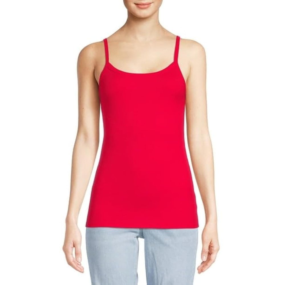 No Boundaries Juniors' Ribbed Cami(Brilliant Red-XS)