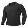 GYMELITE Men's Long Sleeve Polo Shirts Golf Athletic Shirts Quick-Dry Performance Casual Work Outdoor Collared Shirts (SOBK L) Solid Black view 1