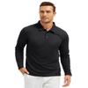 GYMELITE Men's Long Sleeve Polo Shirts Golf Athletic Shirts Quick-Dry Performance Casual Work Outdoor Collared Shirts (SOBK L) Solid Black view 2
