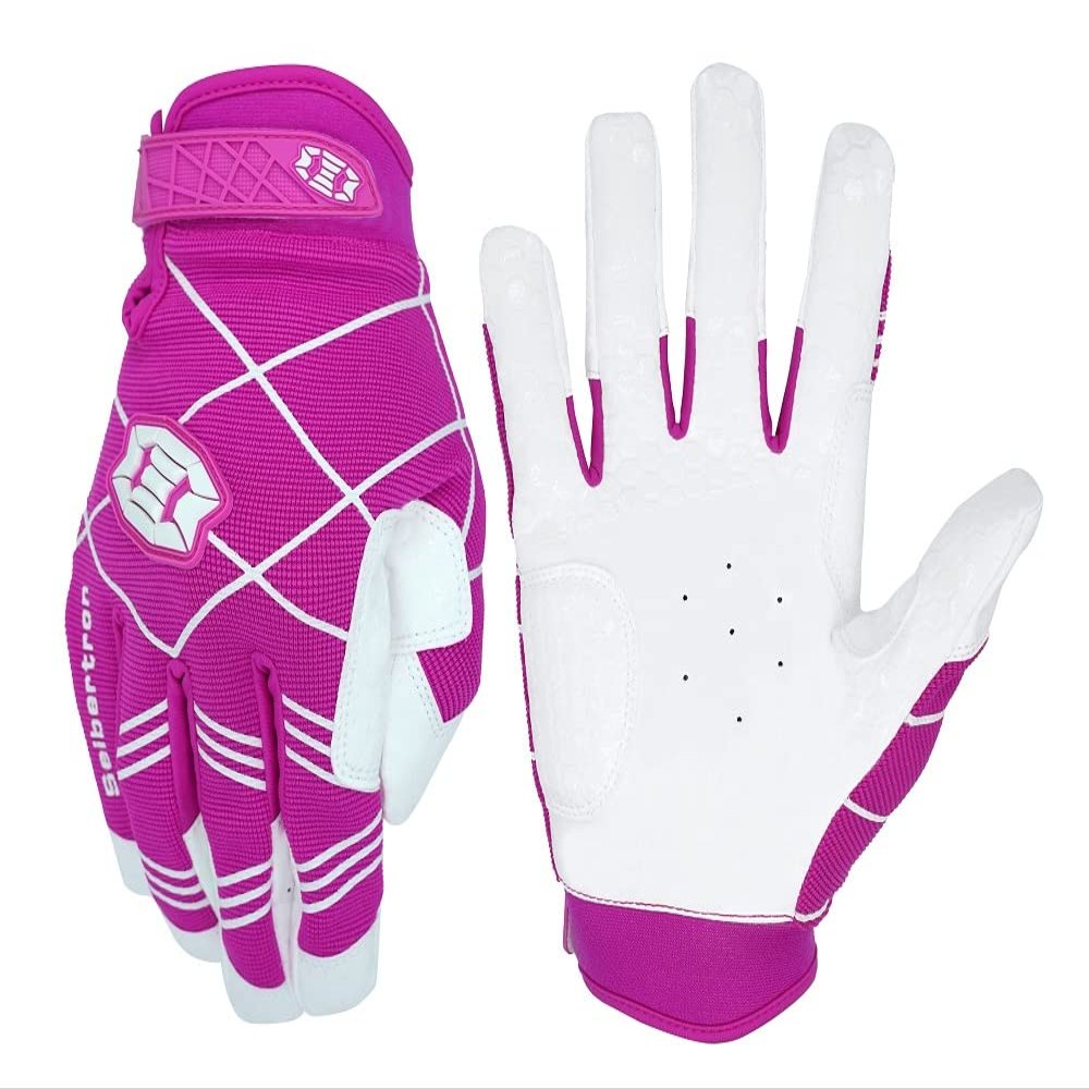 Seibertron B-A-R PRO 2.0 Signature Baseball/Softball Batting Gloves Super Grip Finger Fit for Youth (Pink, XL)