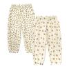 MYGBCPJS Baby Boy Girl 2 Pack Cotton Linen Pants Toddler Floral Graphic Printed Long Bloomers Ankle Length Jogger Trousers view 1