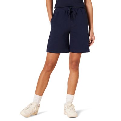 Amazon Essentials Women's Fleece High Rise Bermuda Shorts, Navy, Small, Plus Size Available