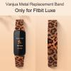 Metal Band for Fitbit Luxe Bands Women Men, Stainless Steel Mesh Loop Adjustable Magnetic Wristband Replacement Strap Compatible with Fitbit Luxe Fitness and Wellness Tracker (Leopard) view 2