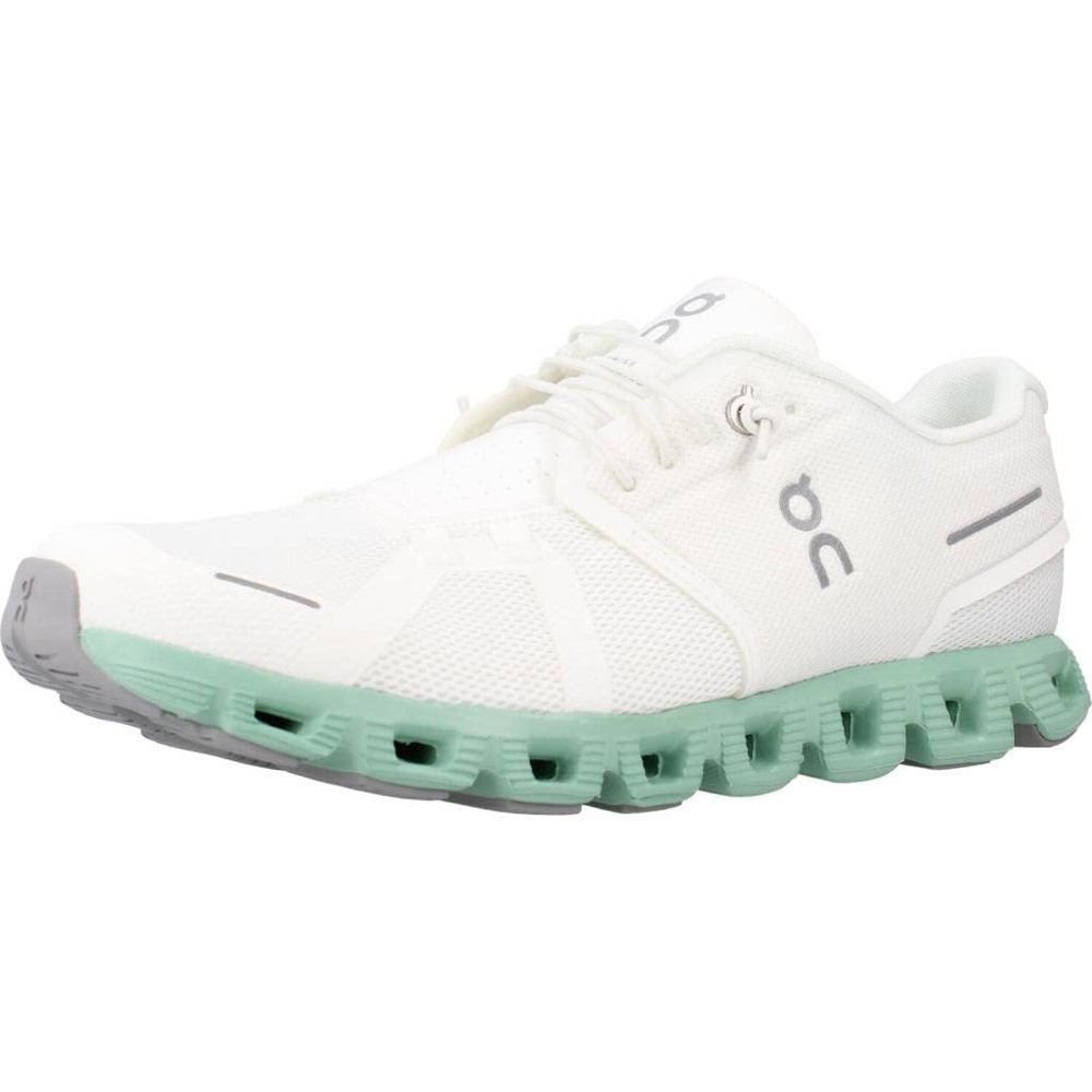 On Mens Cloud 5 Running Shoes, Undyed-White/Creek, 12 US