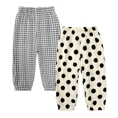 MYGBCPJS Baby Boy Girl 2 Pack Cotton Linen Pants Toddler Floral Graphic Printed Long Bloomers Ankle Length Jogger Trousers
