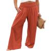 Canbebig Cotton Linen Pants for Women High Waist Wide Leg Pants Summer Casual Palazzo Baggy Lounge Trousers with Pockets Orange view 1