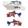 15" W x 38" L Large Size Boat Skeleton Fish Decals - Marine American Flag Fishing Decal Shark Bone Decoration Stickers Graphics Accessories for Ship Canoe Kayak Car RV SUV, Left & Right, 2 Pcs view 1