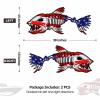 15" W x 38" L Large Size Boat Skeleton Fish Decals - Marine American Flag Fishing Decal Shark Bone Decoration Stickers Graphics Accessories for Ship Canoe Kayak Car RV SUV, Left & Right, 2 Pcs view 2