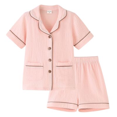 ACESTAR Toddler Girls Boys Button Down Pajamas Set Summer Short Sleeve 2 Pcs Pjs Set Kids Cotton Sleepwear for Daily, Pink, Size 4T