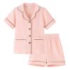 ACESTAR Toddler Girls Boys Button Down Pajamas Set Summer Short Sleeve 2 Pcs Pjs Set Kids Cotton Sleepwear for Daily, Pink, Size 4T view 1