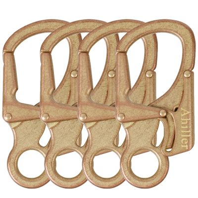 Ahiller Carabiner Clip, Double Anti-Misopening Locking Design, 3" Zinc Alloy Heavy Keychain for Outdoor Camping Hiking, Key Ring Clip (Imitation Ancient Gold-4P)