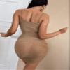 AMDMG Dresses for Women Women's Dress Solid Ruched Cami Bodycon Dress Dresses (Color : Apricot, Size : Small) view 2