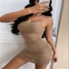 AMDMG Dresses for Women Women's Dress Solid Ruched Cami Bodycon Dress Dresses (Color : Apricot, Size : Small) view 4