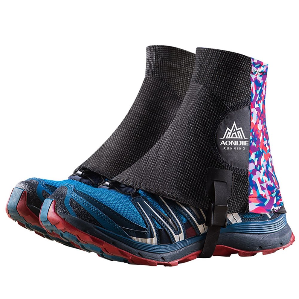 AONIJIE Trail Gaiters Low Gators Urltra-Light Waterproof Ankle Leg Gaiters Protective Reflective Shoe Covers for Outdoor Hiking Walking Backpacking (Purple)